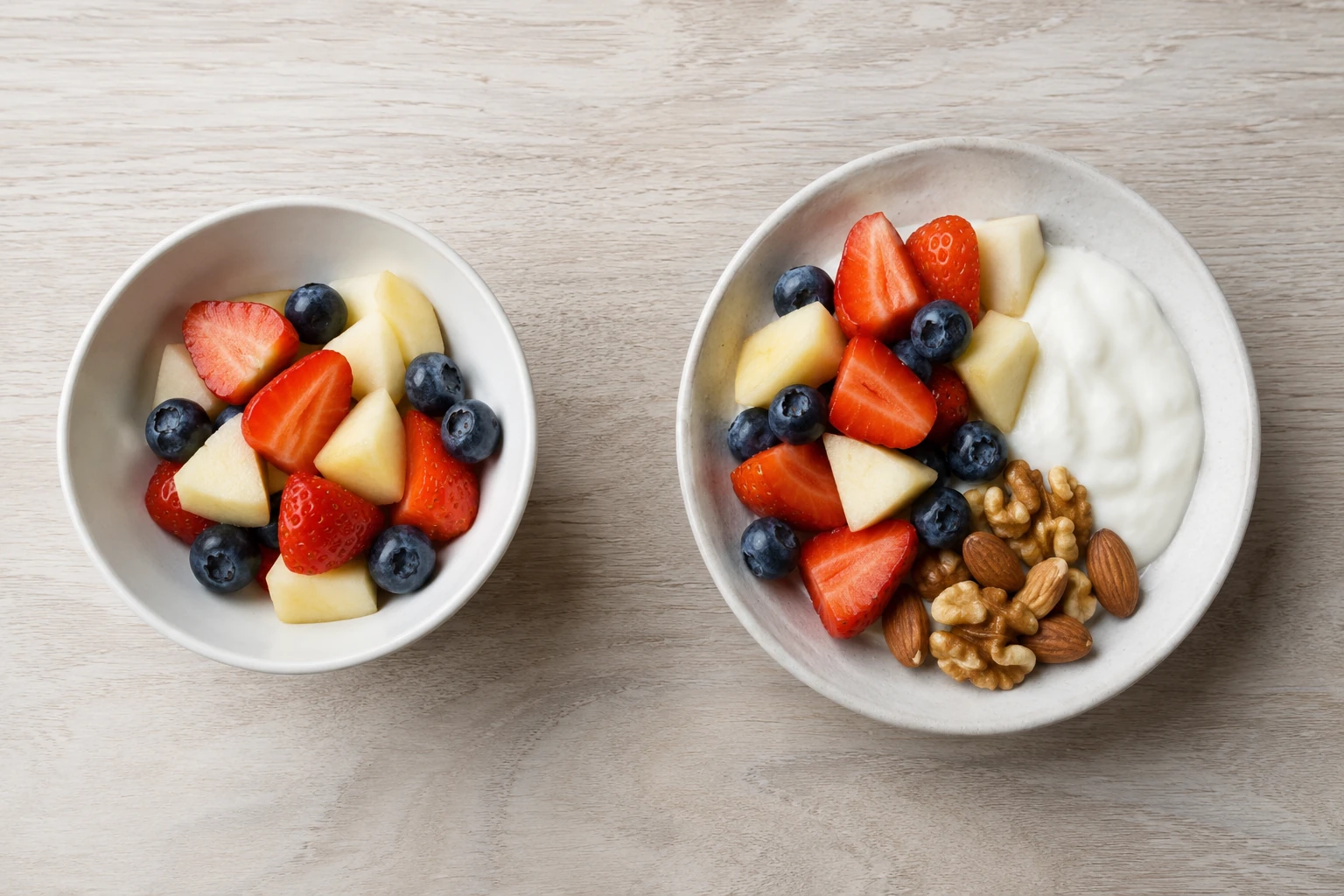 Comparaison d'un en-cas sucré consommé seul et du même en-cas associé à des protéines, des graisses et des fibres